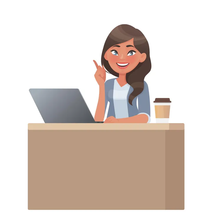 Mujer alegre en la recepción
